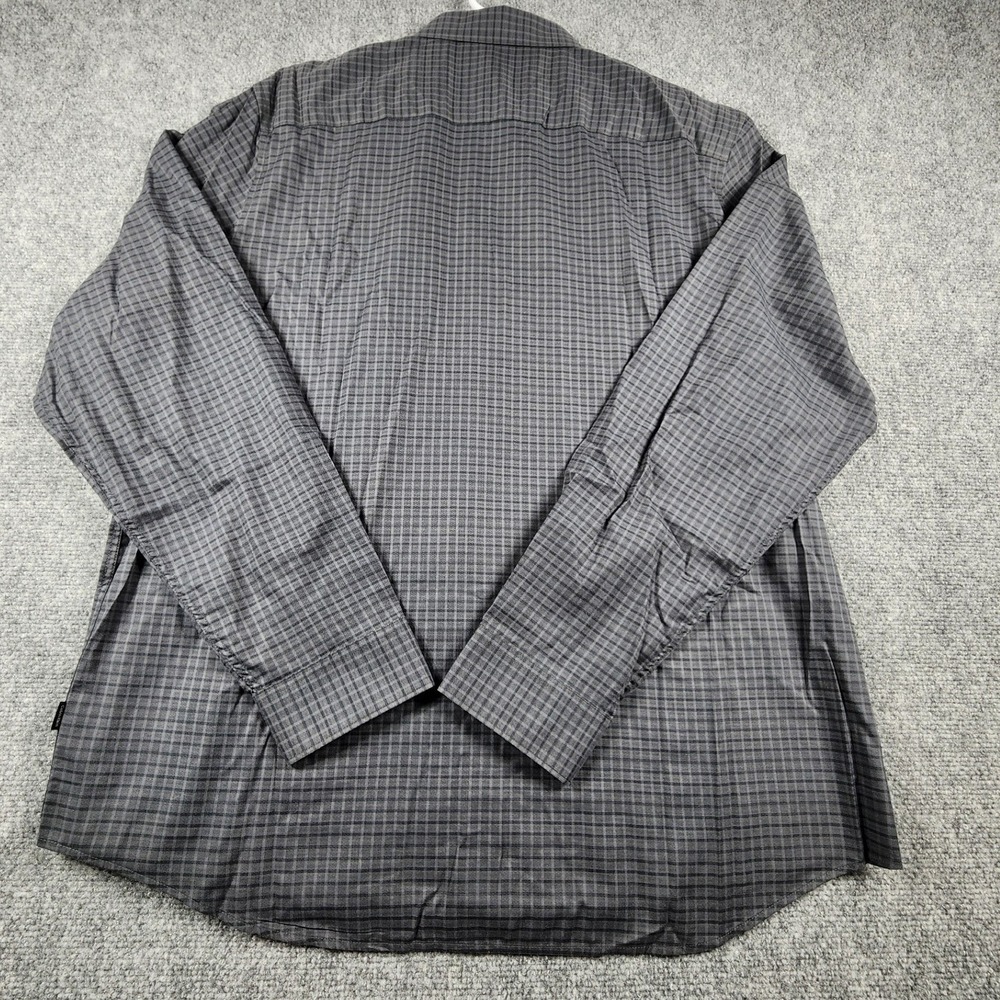 Calvin Klein Mens XL Grey Black Check‎ Cotton Long Sleeve Button Down Shirt - Picture 7 of 7